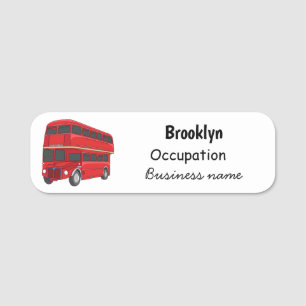 Double-decker bus cartoon illustration name tag
