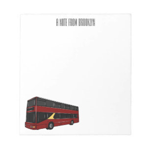 Double-decker bus cartoon illustration notepad