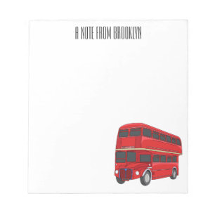 Double-decker bus cartoon illustration notepad