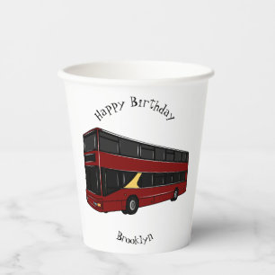Double-decker bus cartoon illustration paper cups