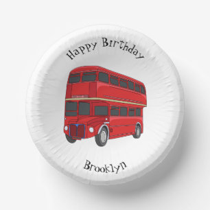 Double-decker bus cartoon illustration  paper plate
