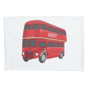 Double-decker bus cartoon illustration pillowcase