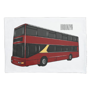Double-decker bus cartoon illustration pillowcase