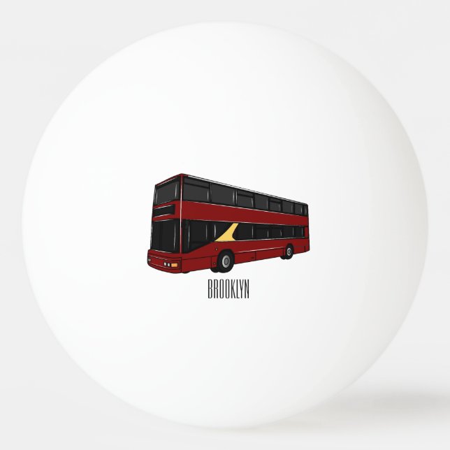 Double-decker bus cartoon illustration ping pong ball (Front)