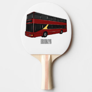 Double-decker bus cartoon illustration ping pong paddle