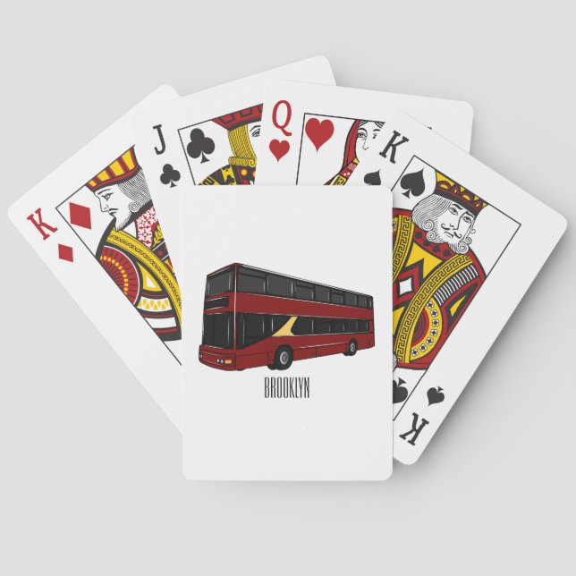 Double-decker bus cartoon illustration playing cards (Back)
