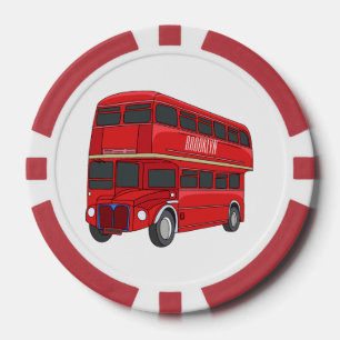 Double-decker bus cartoon illustration poker chips