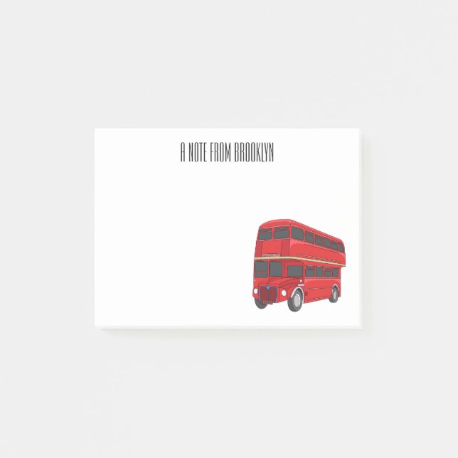 Double-decker bus cartoon illustration  post-it notes (Front)