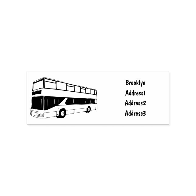 Double-decker bus cartoon illustration rubber stamp (Imprint)