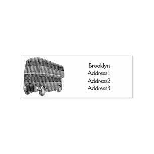 Double-decker bus cartoon illustration rubber stamp