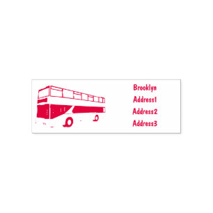 Double-decker bus cartoon illustration self-inking stamp