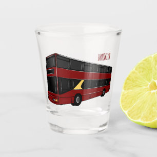 Double-decker bus cartoon illustration shot glass