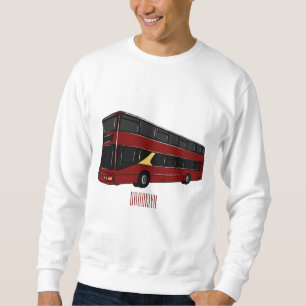 Double-decker bus cartoon illustration sweatshirt