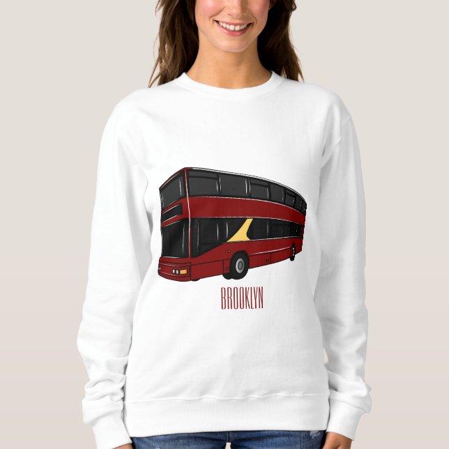 Double-decker bus cartoon illustration sweatshirt (Front)