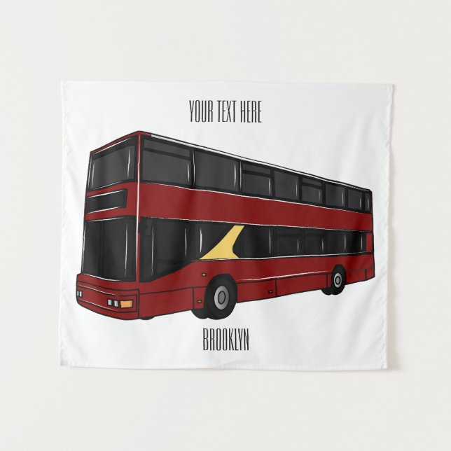 Double-decker bus cartoon illustration tapestry (Front (Horizontal))