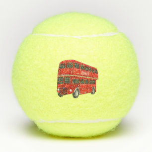Double-decker bus cartoon illustration tennis balls