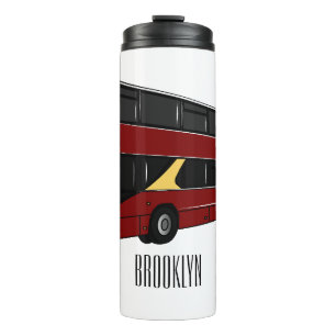 Double-decker bus cartoon illustration thermal tumbler
