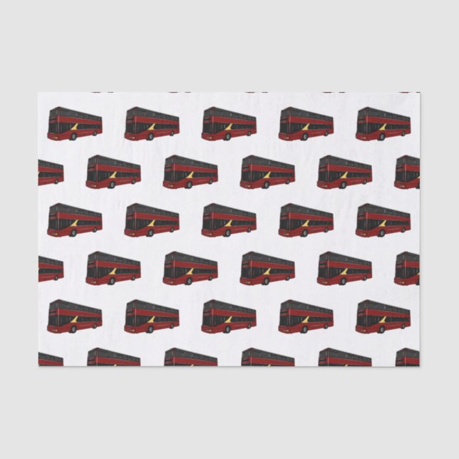 Double-decker bus cartoon illustration tissue paper (Front)