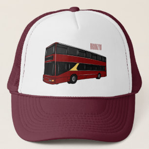 Double-decker bus cartoon illustration trucker hat