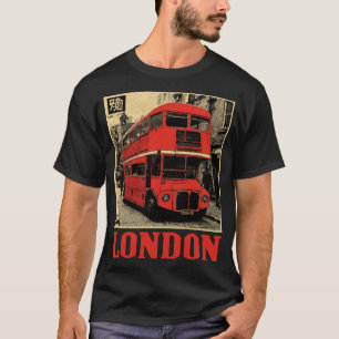 Double Decker Bus in London   Retro England T-Shirt