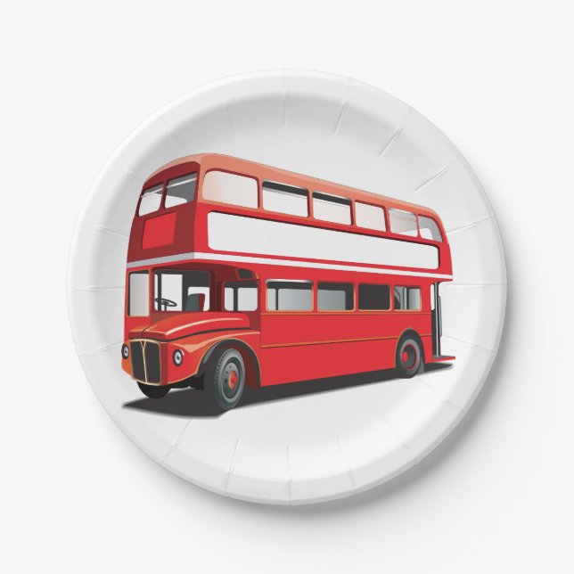 Double Decker Bus Paper Plate (Front)