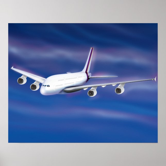 Double Decker Commercial Aeroplane Poster (Front)