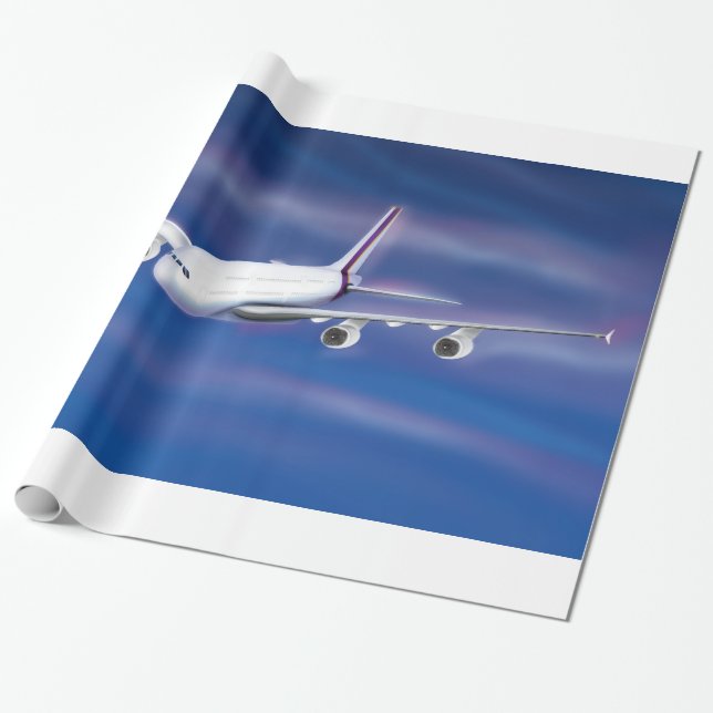 Double Decker Commercial Aeroplane Wrapping Paper (Unrolled)