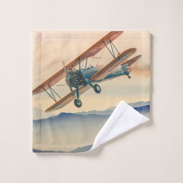 Double decker oldtimer propeller plane wash cloth (Wash Cloth)