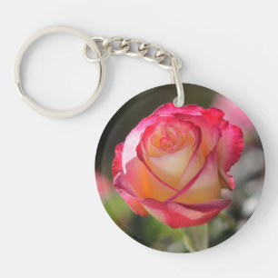 Double Delight Rose Key Ring