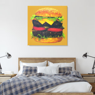 Double Deluxe Hamburger with Cheese Canvas Print