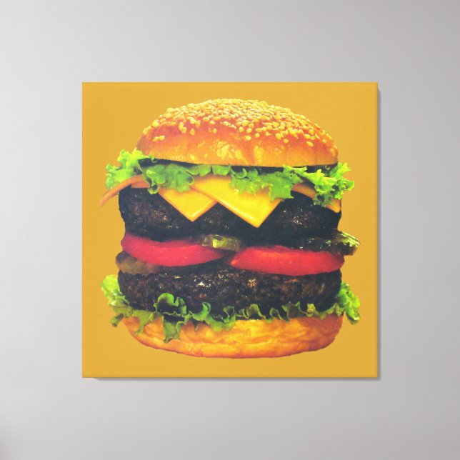 Double Deluxe Hamburger with Cheese Canvas Print (Front)