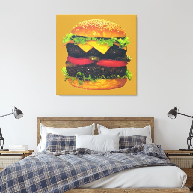 Double Deluxe Hamburger with Cheese Canvas Print (Insitu(Bedroom))