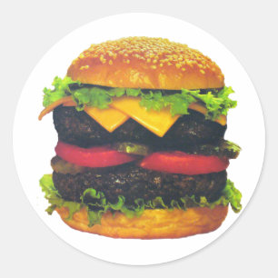 Double Deluxe Hamburger with Cheese Classic Round Sticker
