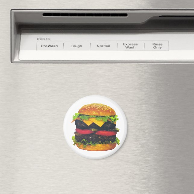 Double Deluxe Hamburger with Cheese Magnet (In Situ (Dishwasher))