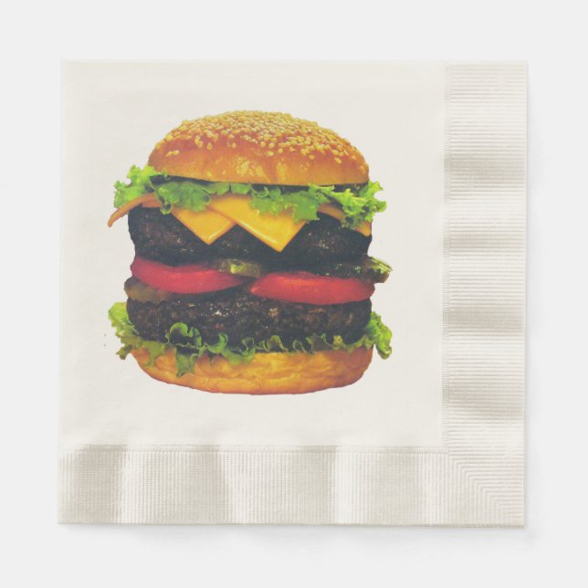 Double Deluxe Hamburger with Cheese Paper Napkins (Front)