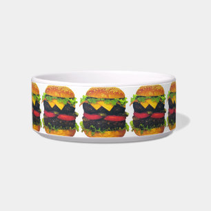 Double Deluxe Hamburger with Cheese Small Pet Bowl