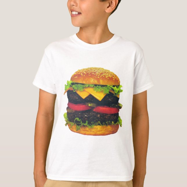 Double Deluxe Hamburger with Cheese T-Shirt (Front)