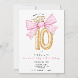 Double Digit, 10th Birthday Bow Invitation