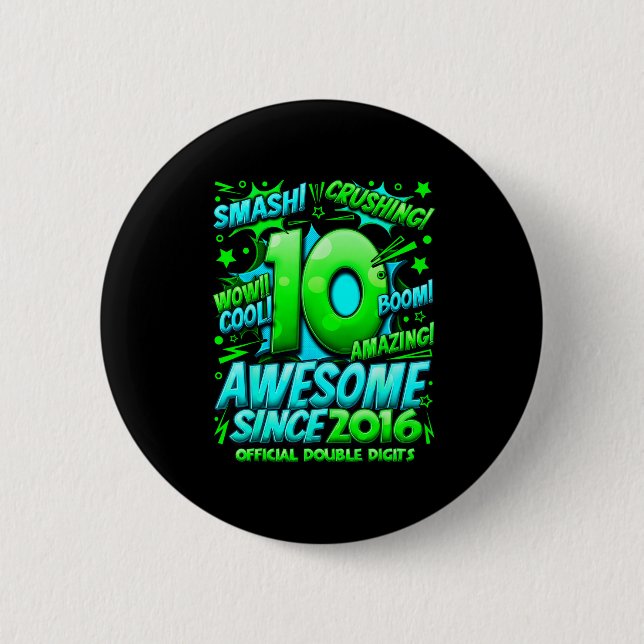 Double Digits 10 Year Old Boys 10th Birthday Boy  6 Cm Round Badge (Front)