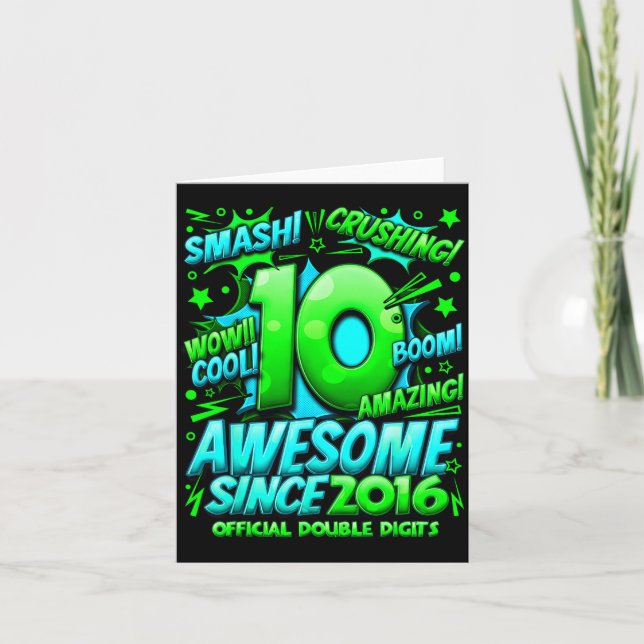 Double Digits 10 Year Old Boys 10th Birthday Boy  Card (Front)