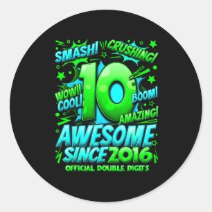 Double Digits 10 Year Old Boys 10th Birthday Boy Classic Round Sticker