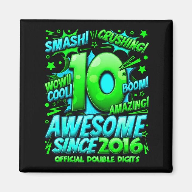 Double Digits 10 Year Old Boys 10th Birthday Boy  Magnet (Front)