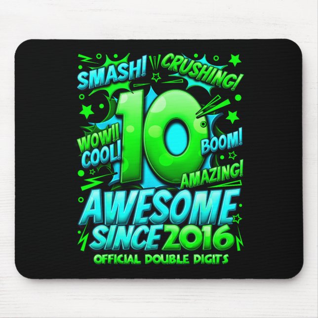 Double Digits 10 Year Old Boys 10th Birthday Boy  Mouse Mat (Front)