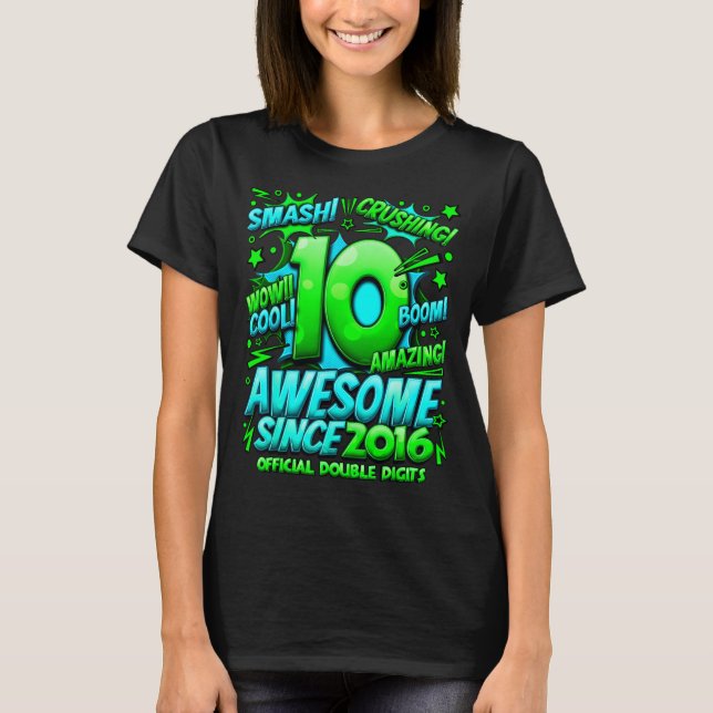 Double Digits 10 Year Old Boys 10th Birthday Boy  T-Shirt (Front)