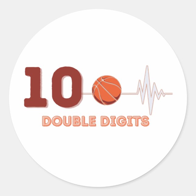 Double Digits 10 Years Old Birthday Boy Basketball Classic Round Sticker (Front)