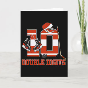 Double Digits 10 Years Old Birthday Hockey 10th Bd Card