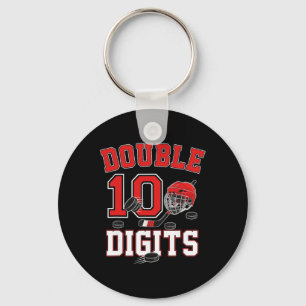 Double Digits 10th Birthday 10 Year Old Boy Hockey Key Ring