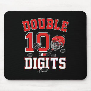 Double Digits 10th Birthday 10 Year Old Boy Hockey Mouse Mat