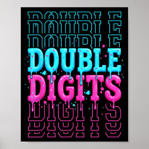 Double Digits 10th Birthday Boy Ice Cream Drip 10 Poster