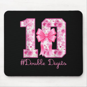 Double Digits 10th Birthday Girl Nk Coquette Bow 1 Mouse Mat